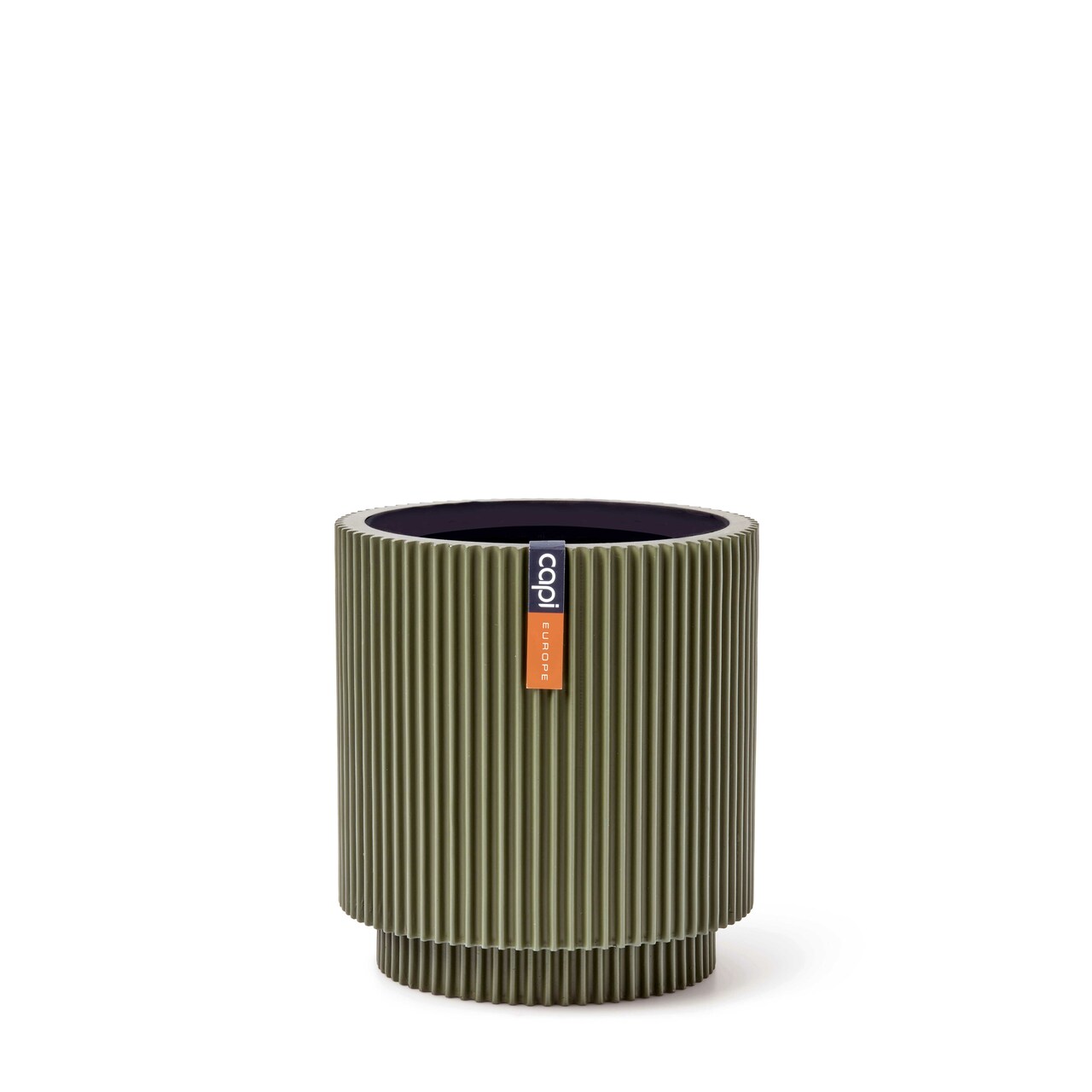 Vase Cylinder Groove Green Vase Cylinder Groove Green