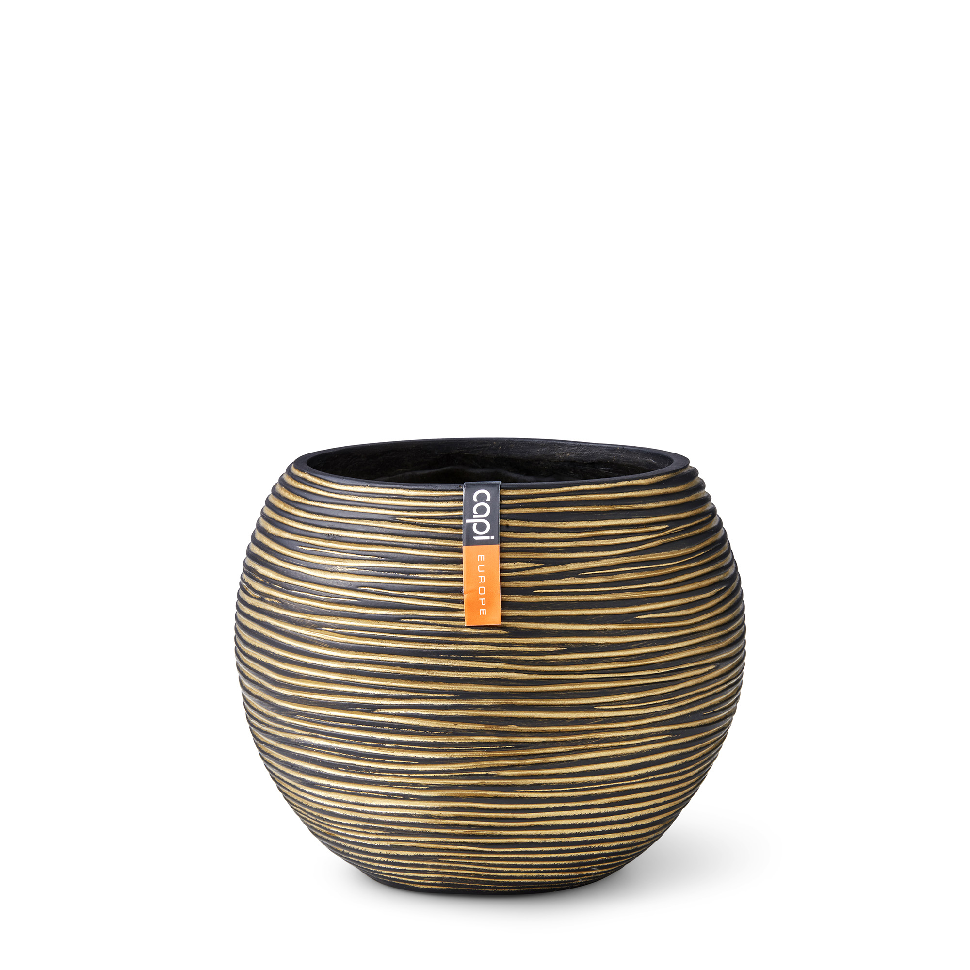 Vase Ball Rib Black Gold Vase Ball Rib Black Gold