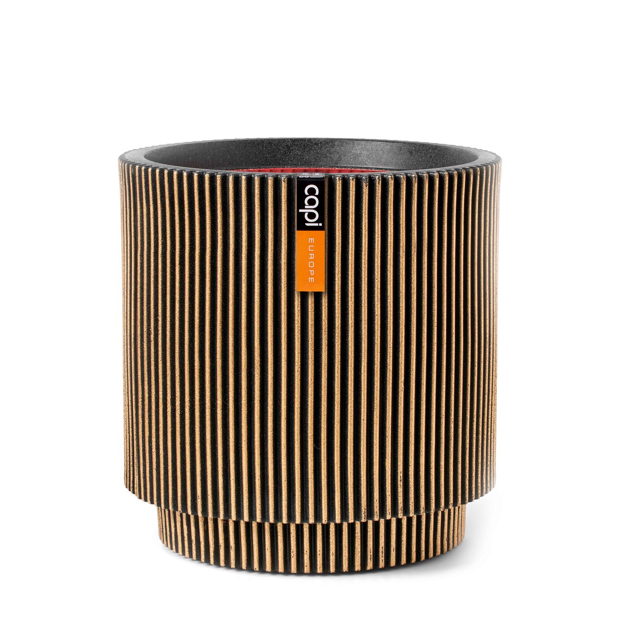 Vase Cylinder Groove NL Black Gold Vase Cylinder Groove NL Black Gold