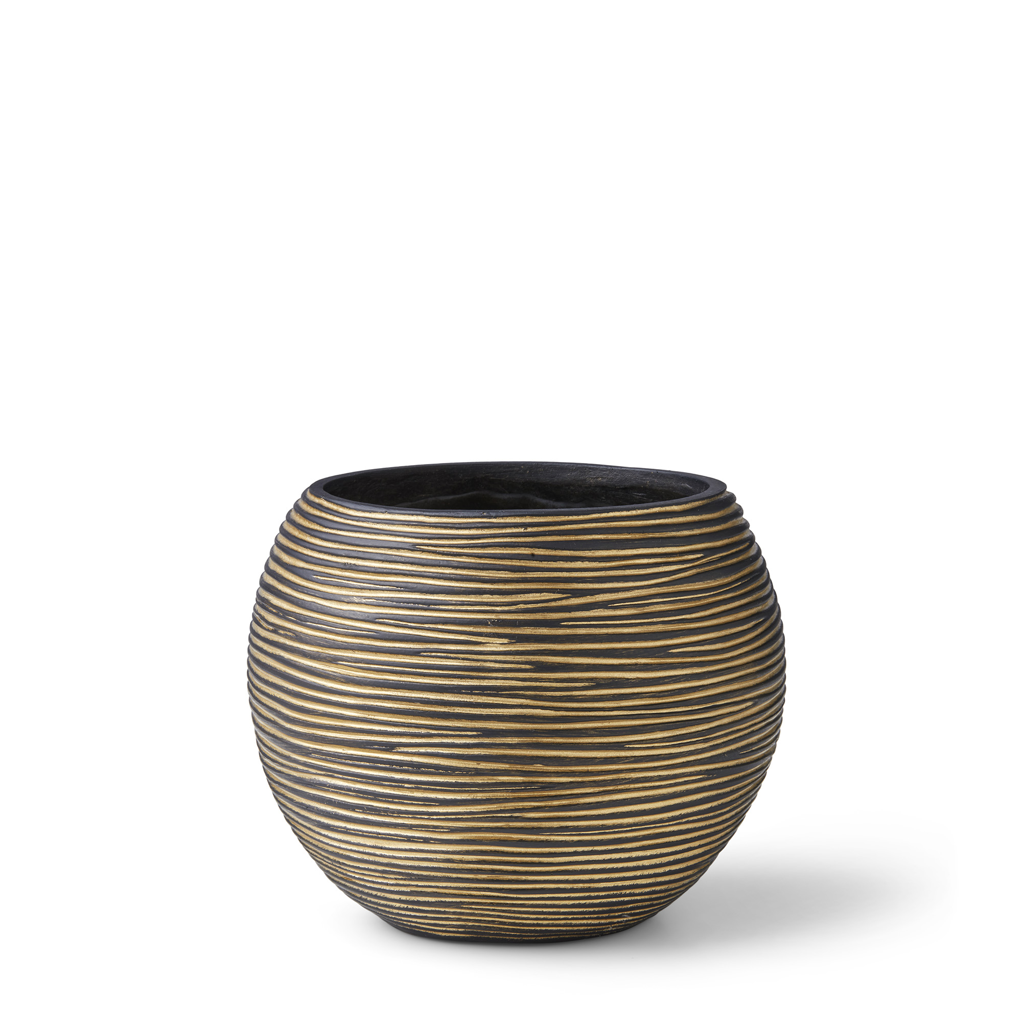 Indoor Rib Vase Ball Black gold