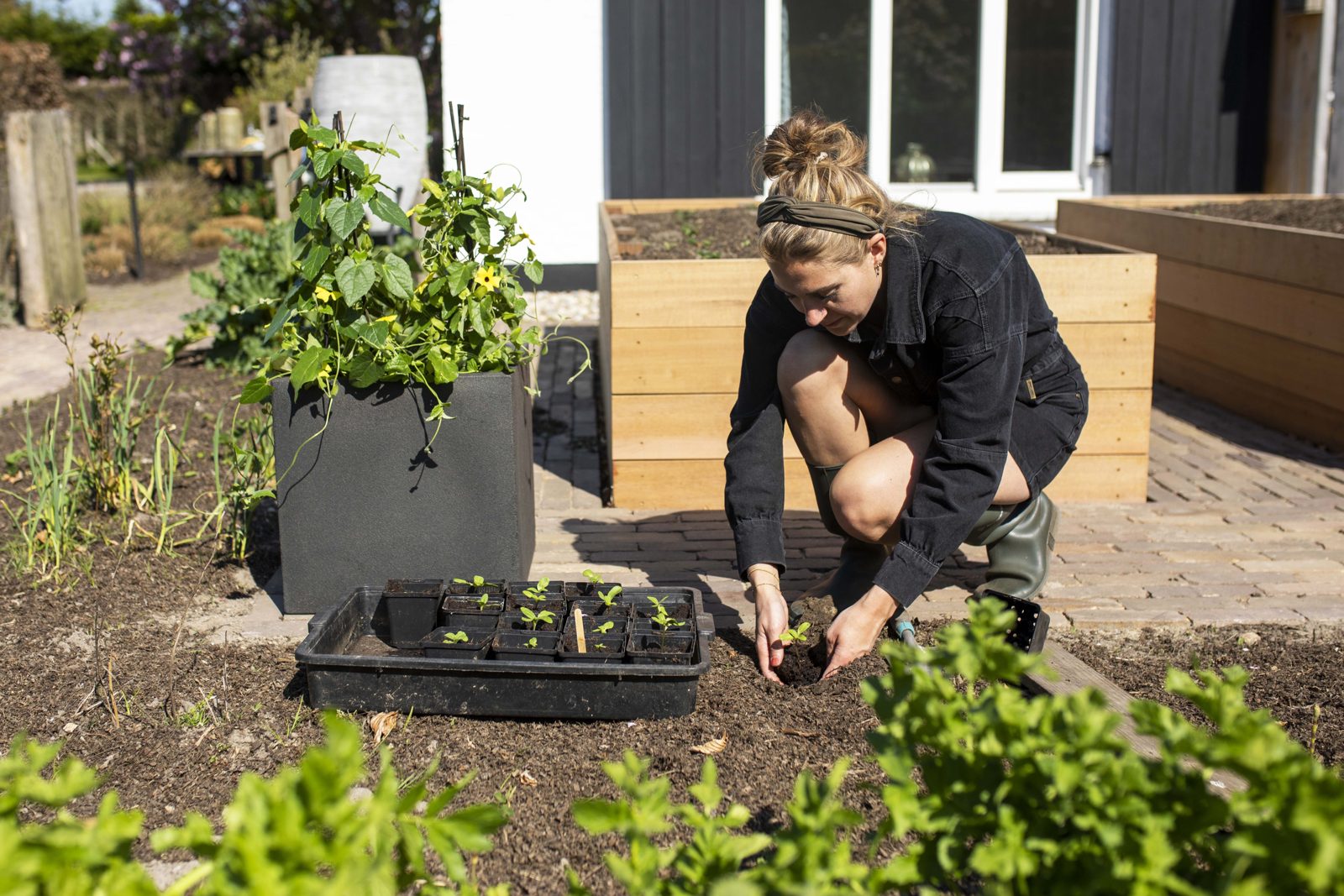 Planter Square Smooth Black