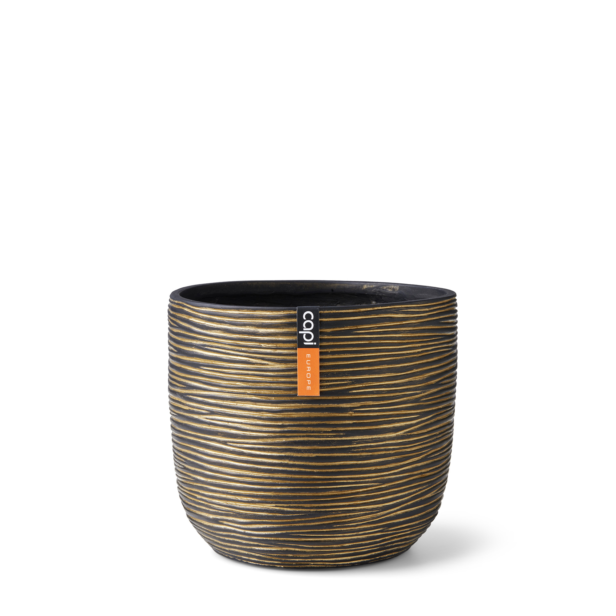 Indoor Rib Planter Ball Black gold