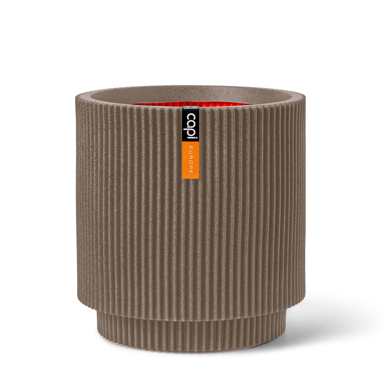 Vase Cylinder Groove Warm taupe