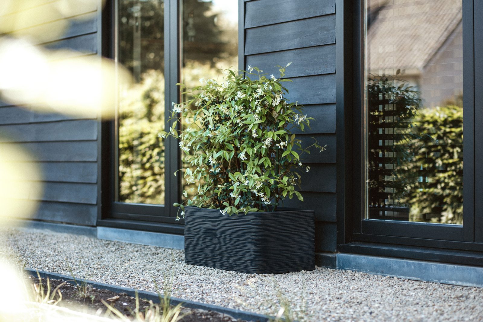 Planter Rectangle Rib Black Planter Rectangle Rib Black
