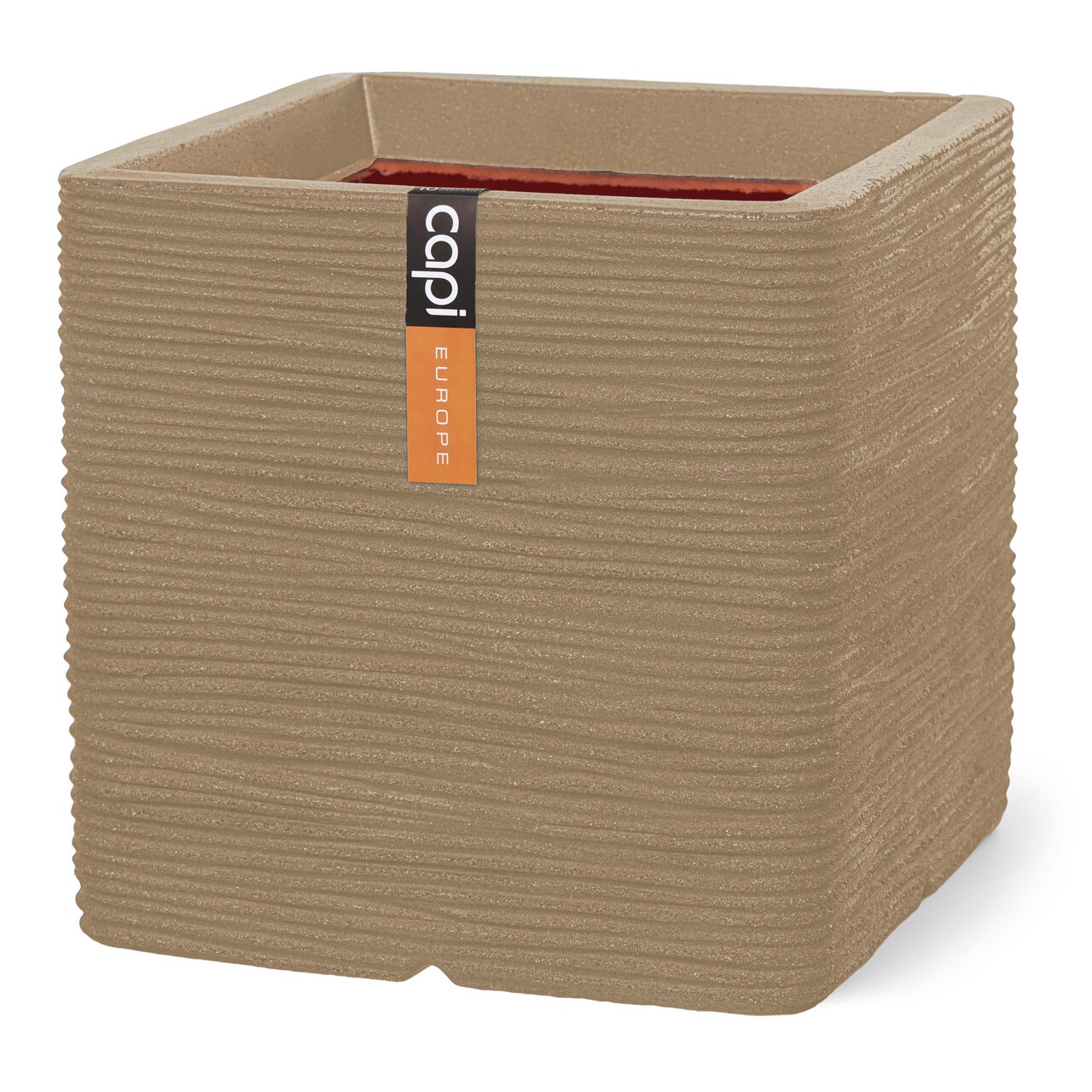 Planter Square Rib Beige