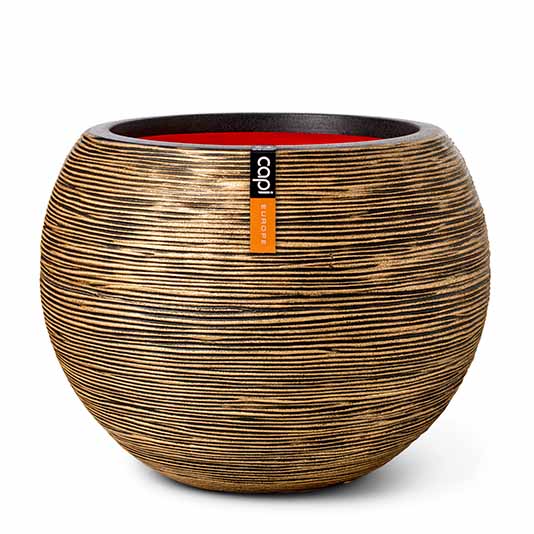 Vase ball Rib Black gold Vase ball Rib Black gold