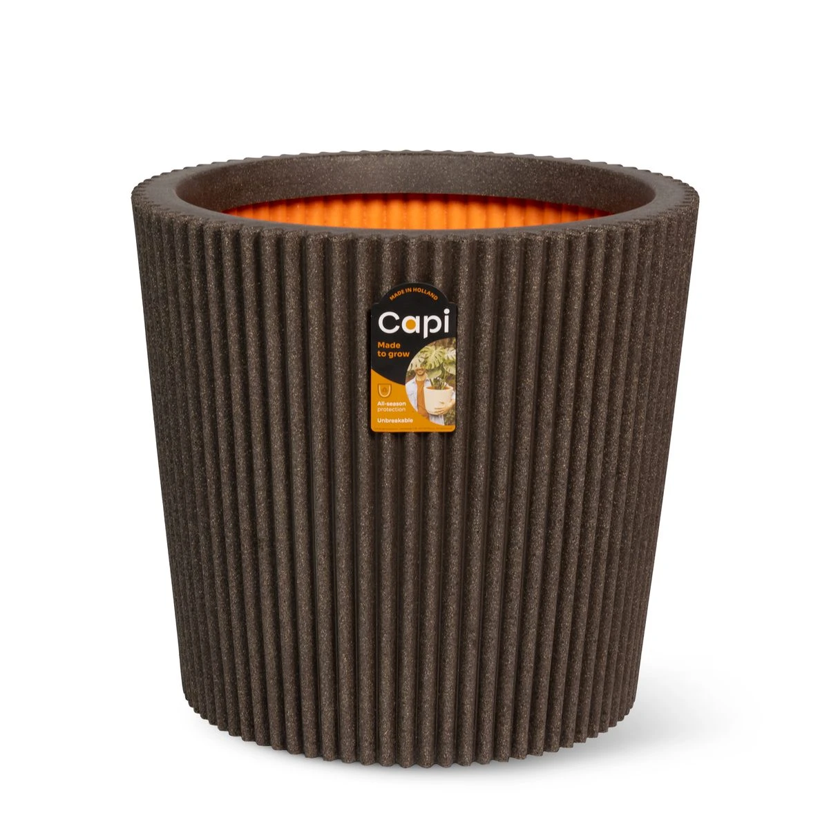 Vase Conical Groove Dark brown
