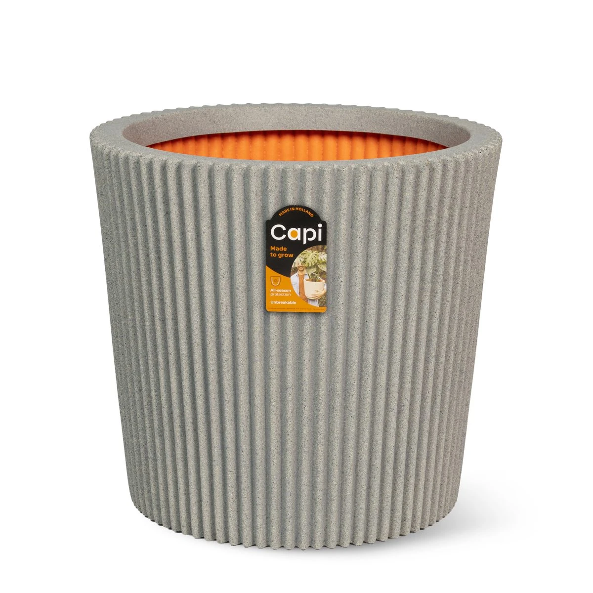 Vase Conical Groove Concrete