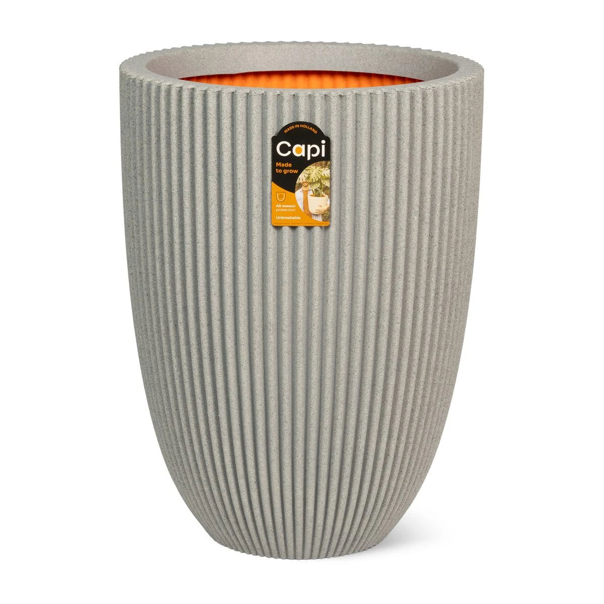 Vase Elegant Low Groove Concrete